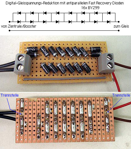 Digital-Spannungsreduktion mit Dioden BY299