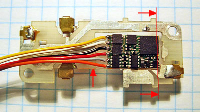 Die Platine mit eingesetztem Decoder.