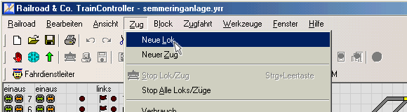 neuen zug anlegen