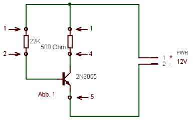 Grundbeschaltung für einen Transistor 2N3055 im Schalterbetrieb
