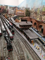 Bahnhof Ringstadt-Weiche links im Bild der Betriebsbahnhof von Ringstadt-Weiche. Im Hintergrund Zeche Lilliput