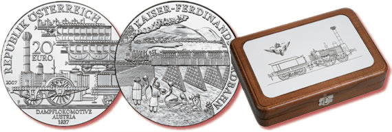 Münzserie zum Thema Eisenbahn von Münze Österreich