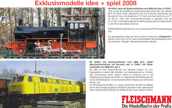 Fleischmann Sondermodelle für Idee+Spiel