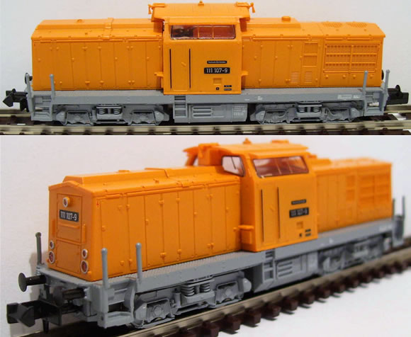 Erste Handmuster der orangen DR 111 107-9 von Brawa