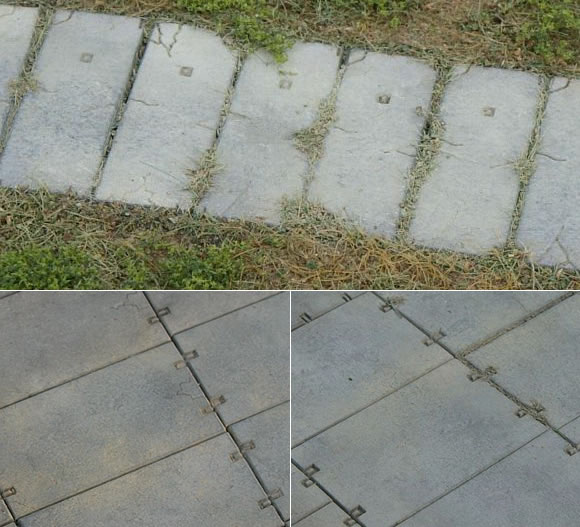 Model-Scene: Kleinpflanzen und Betonplatten