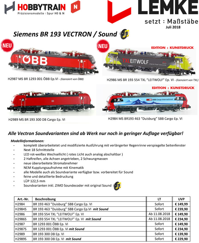 Hobbytrain:Vectron und 189