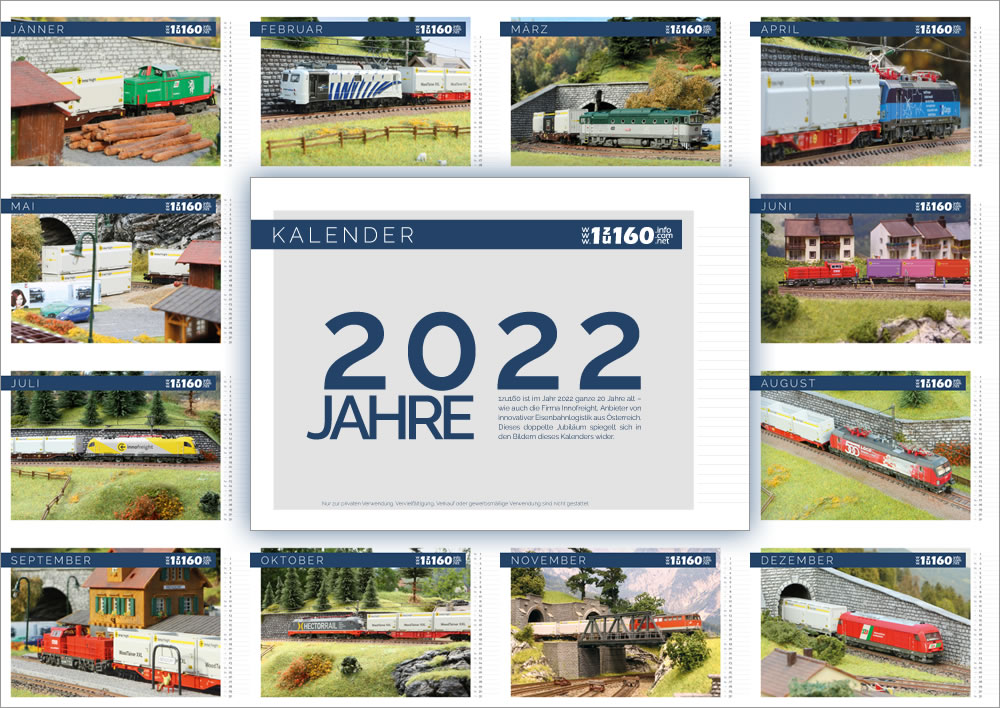 1zu160 Kalender 2022