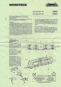 Waschzettel Minitrix Baureihe 140/143