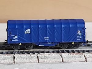 4-achsiger Schiebeplanenwagen Bauart Shimms der ERR