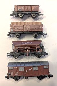 Güterwagen-Set Epoche III, bestehend aus vier Wagen
