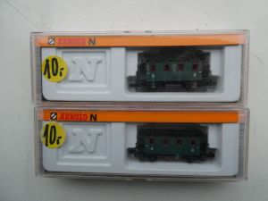 2x Arnold 3030Personenwagen 3. Klasse, Gattung/Bauart Citr, 2-achsig, siehe Beschr, 