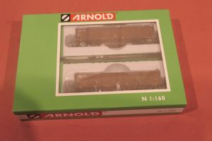 2 Stück DB-Hochbordwagen, Eaos, braun, mit Schrottladung
