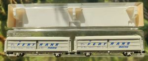 Wagen-Set mit zwei kurzgekuppelten Schiebewandwagen, ÖBB, FERTRANS, OVP, KKK,  (7.074)