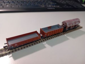 Set mit drei Güterwagen Epoche III (mit Kinematik)