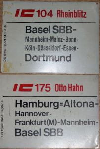 Zuglaufschild Metall "IC Hamburg - Basel / Basel Dortmund"