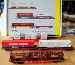 Minitrix 4 Güterwagen aus Set 15399 der DB (Ep. V-VI)