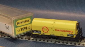 Schweröl-Kesselwagen, 4-achsig, gelb, ´THERMOSHELL´