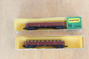 2xHochbordwagen DB Vierachsig, mit Beladungen