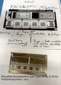 Holztransporteraufbau, Neusilberplatine neu 