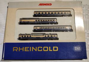 Wagen-Set ´RHEINGOLD´ mit 1x Abteil-, 1x Großraum-, 1x Aussichts- und 1x Speisewagen, OVP,  (6.153)