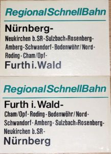 Zuglaufschild RSB Nürnberg - Furth.i.W