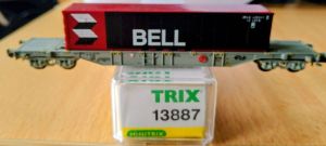 Minitrix 13887 Containertragwagen Sgns "Bell" der NS (Ep. V)