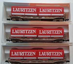 Roco 3 Taschenwagen DSB LAURITZEN #9 