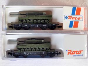 2x Roco Schwerlastwaggons, Leopard A2, Top in OVP!
