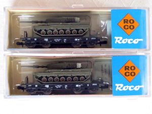 2x Roco Schwerlastwaggons, Leopard A2, Top in OVP!