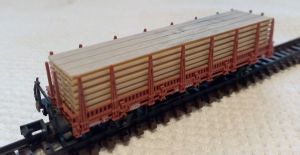 Rungenwagen, 2-achsig, mit B&uuml;hne