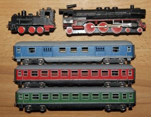 Schiebetrix - Dampfloks BR 01  & T3 und Personenwagen 