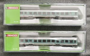 Nahverkehrssteuerwagen + 2.Klasse Waggon mintgrün/weiße Lackierung Spur N