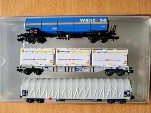 Minitrix 15443 G&uuml;terwagen-Set der DB + SBB (Ep. VI)