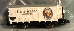 Fleischmann Bierwagen "Franziskaner Weissbier" mit Bremserhaus Ghk der DB