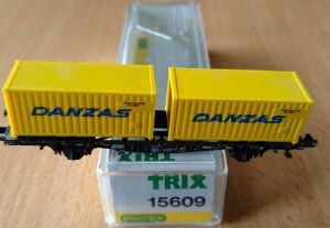 Minitrix 15609 Container-Tragwagen Lgjs 599 der DB (Ep. IV)