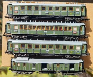 4 Stck. bay. Schnellzugwagen von ca. 1910  (6.227-6.230)