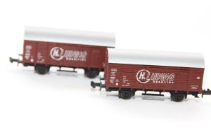 2 geschlossene G&uuml;terwagen "H. Ludwig Spedition" Spur N in EVP