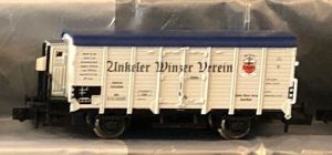 Fleischmann W&auml;rmeschutzwagen mit Bremserhaus "Unkeler Winzer Verein"