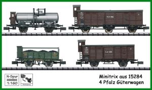 4 G&uuml;terwagen der Pfalzbahn