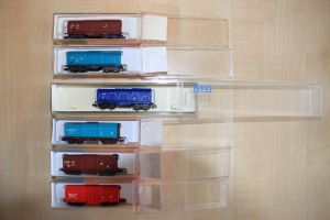 Konvolut von 6 Teleskophaubenwagen in OVP + EVP