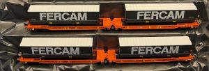 Fleischmann 2 Gelenk-Taschenwagen Sdggmrs mit 2 "FERCAM" Aufliegern