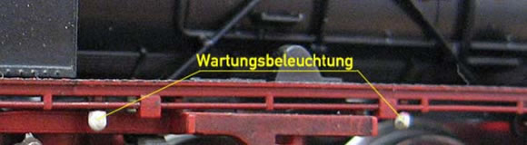 Triebwerksbeleuchtung bei einer Minitrix BR 41